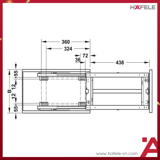 Bộ Rổ Kéo Dipensa Junior III 400mm Hafele 545.11.573