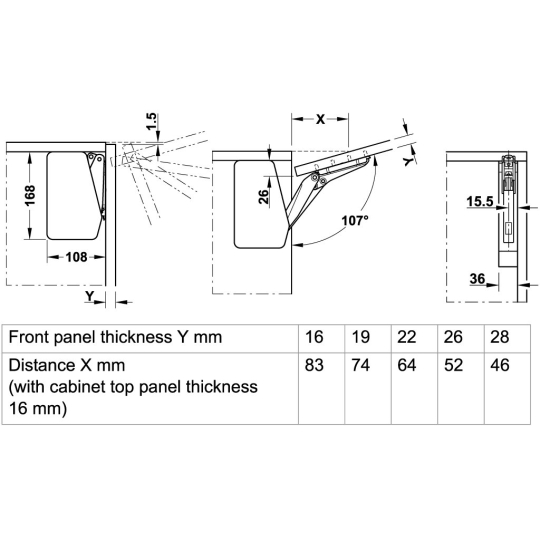 Bộ Tay Nâng Free Flap 1.7 Hafele 493.05.830