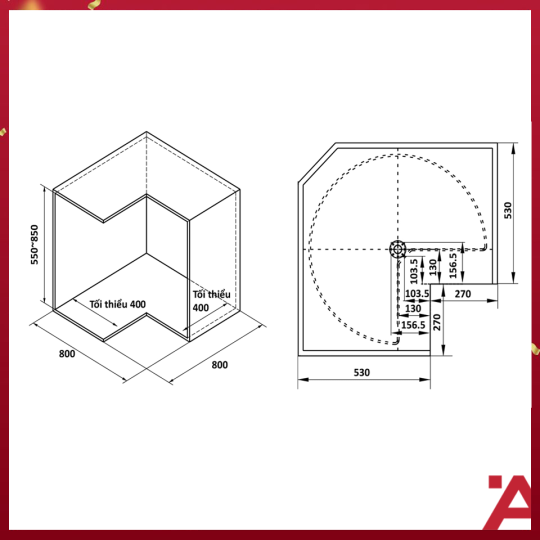 Mâm Xoay Mezzo 270º 800mm Cucina 548.37.210