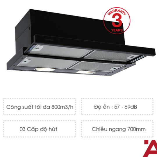 Máy Hút Mùi Âm Tủ Mặt Kính Đen HH-SG70A Hafele 533.89.021
