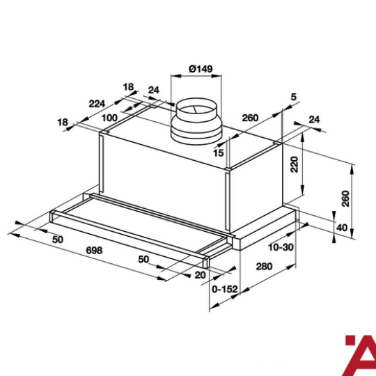 Máy Hút Mùi Âm Tủ Mặt Kính Đen HH-SG70A Hafele 533.89.021