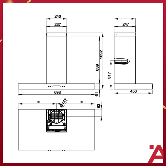 Máy Hút Mùi Áp Tường HH-WI70B Hafele 539.81.168