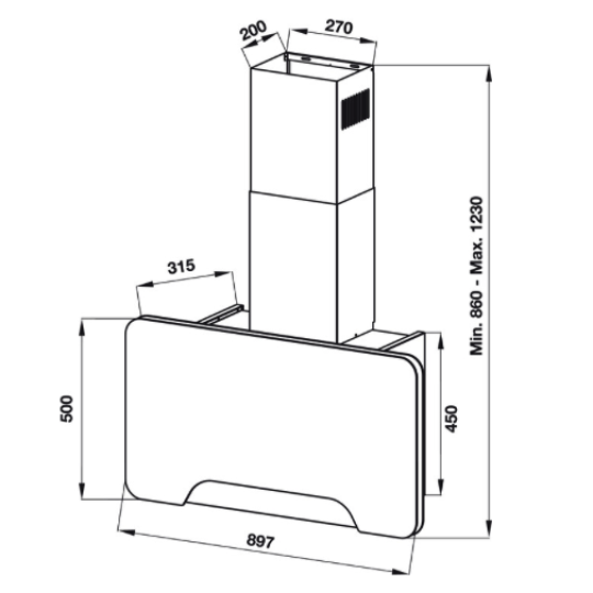 Máy Hút Mùi Áp Tường HH-WVGS90A Hafele 533.80.203