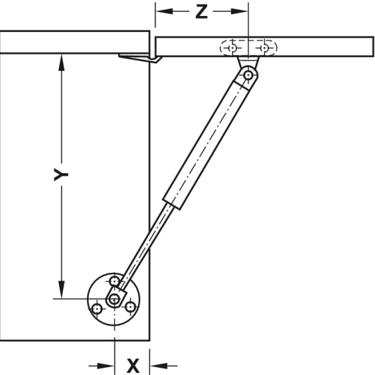 Pittong Đẩy Cánh Tủ 80N Hafele 373.82.002
