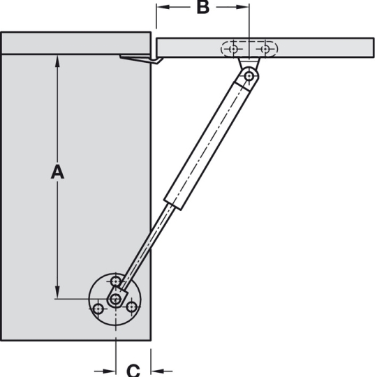 Pittong Đẩy Cánh Tủ 80N Hafele 373.82.002