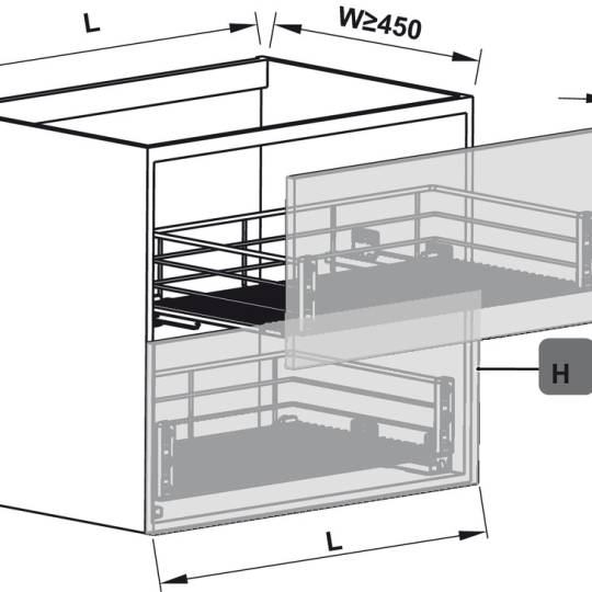 Rổ Kéo Cửa Tủ Verona Series 900mm Hafele 549.03.146