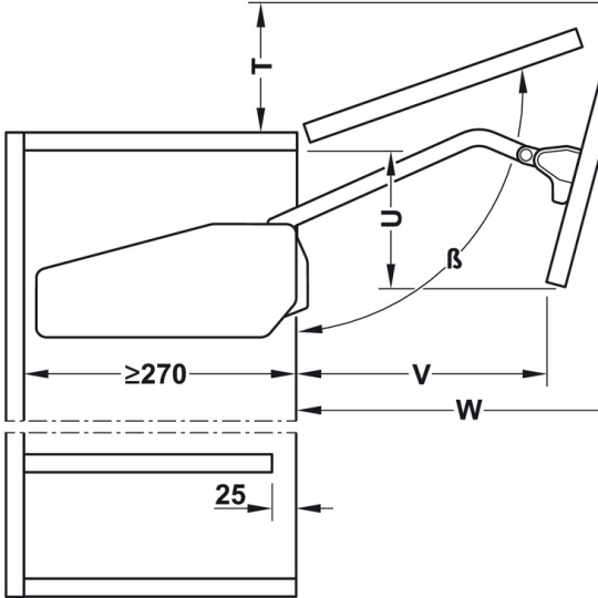 Tay Nâng Free Fold Short H5fs Nắp Xám Hafele 493.05.738