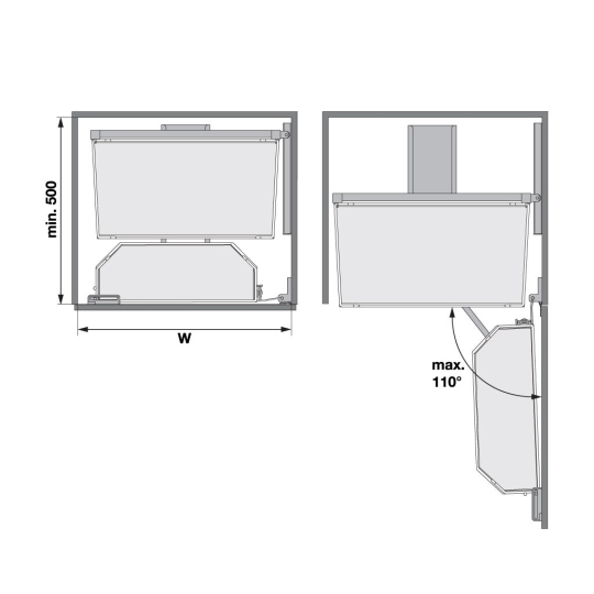 Tủ Đồ Khô 500mm Tandem Pantry Hafele 545.93.433